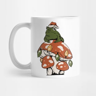 Vintage Retro Cottagecore Frog Mushroom Christmas Mug